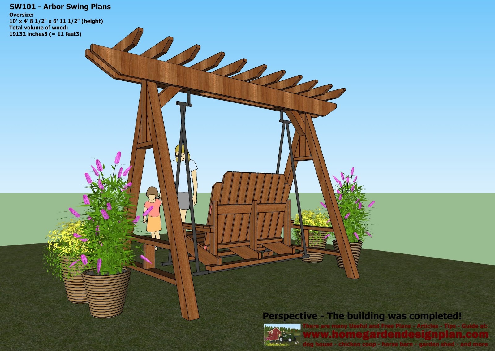 home garden plans: SW101 - Arbor Swing Plans Construction 