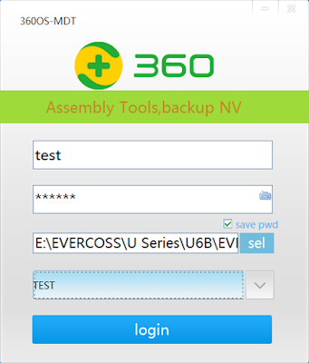 isi login, password, dan input firmware login ke dalam tool