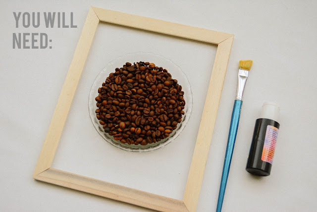 A coffee beans frame DIY tutorial, perfect for home decor or a gift for coffee lovers. 