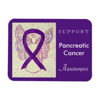 Support Pancreatic Cancer Awareness Purple Ribbon Angel Magnet