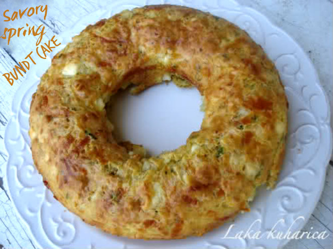 Savory spring bundt cake by Laka kuharica: cheesy, aromatic and delicious. 