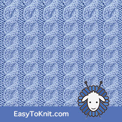 Twist Cable 26: 3/3 Right cross | Easy to knit #knittingstitches #knitcables