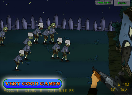A screenshot from a nice shooting game with zombies -Zombudoy. Play it online for free on the blog for gamers Very Good Games