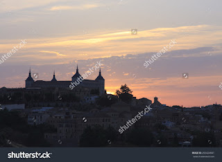dawn in Toledo, Castilla La Mancha,Spain, backlit, black silhouette sky blue and pink over the city silhouette view of the main medieval monuments,creative photographs of Munimara,munimara.com dawn in Toledo, Castilla La Mancha,Spain, backlit, black silhouette sky blue and pink over the city silhouette view of the main medieval monuments,creative photographs of Munimara,munimara.com