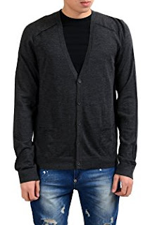 Áo thun nam tay dài Balenciaga Men"s Gray Silk Wool Cashmere Cardigan Light Sweater Aa