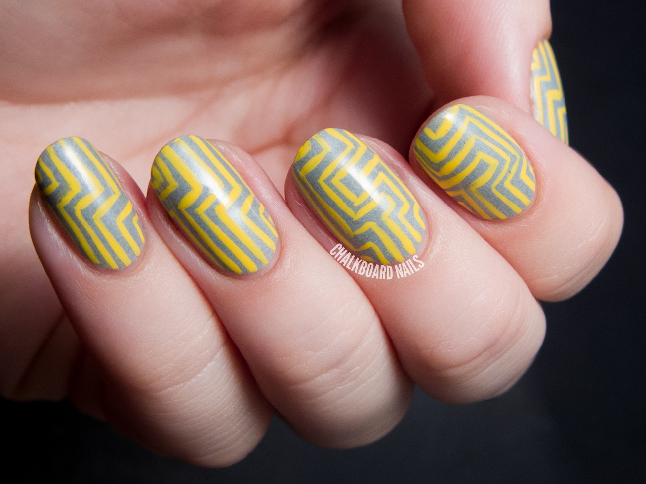 Yellow maze nail art by @chalkboardnails
