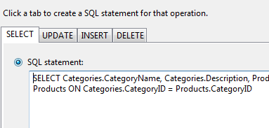 Custom SQL Statement or Stored Procedures" wizard