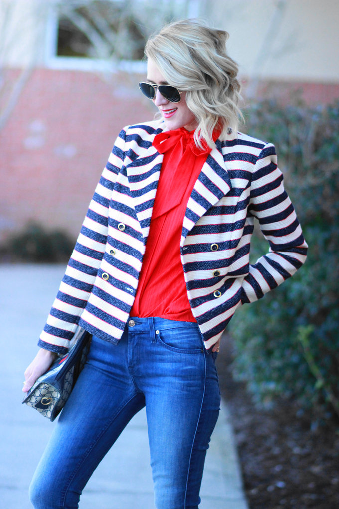 Belle de Couture: Cropped Denim + Striped Blazer