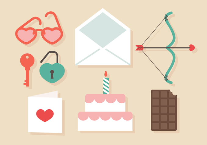Cute Valentine's Day Love Elements free Vector