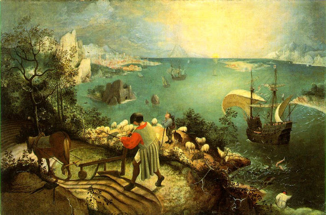 Ο πίνακας "Η πτώση του Ίκαρου" του Πίτερ Μπρίγκελ του Πρεσβύτερου στις Βρυξέλλες.