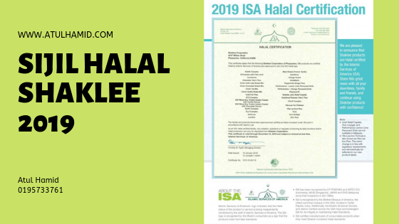 Sijil Halal Shaklee 2019