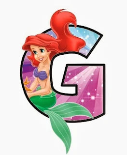 Alfabeto de personajes Disney con letras grandes G la Sirenita. 