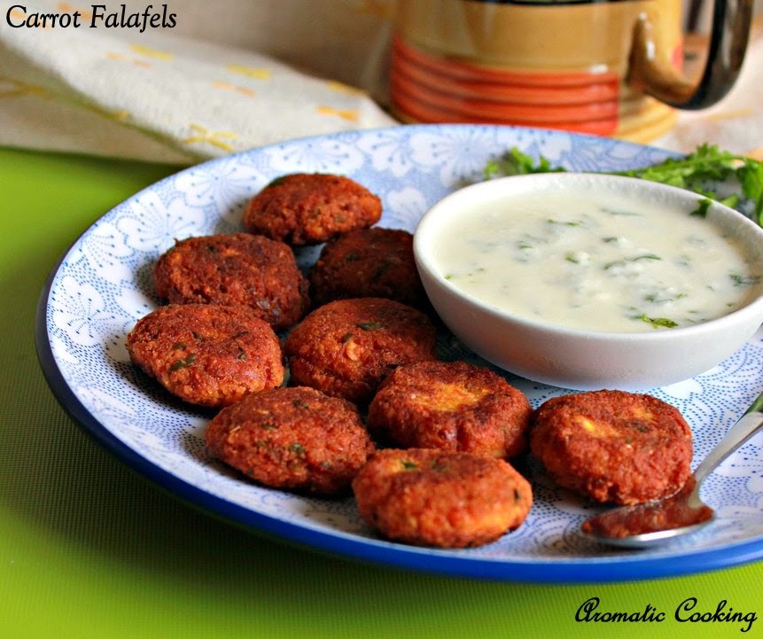 Aromatic Cooking Carrot Falafels, Chickpeas And Carrot Vadas ( Fritters )