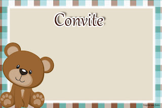 Bear in Brown and Light Blue: Free Printable Invitations, Boxes and Free Party Printables. Bear in Brown and Light Blue Free Printable Invitations, Labels or Cards.
