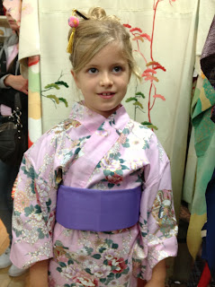 Pink kimono on little girl Kimono House NY