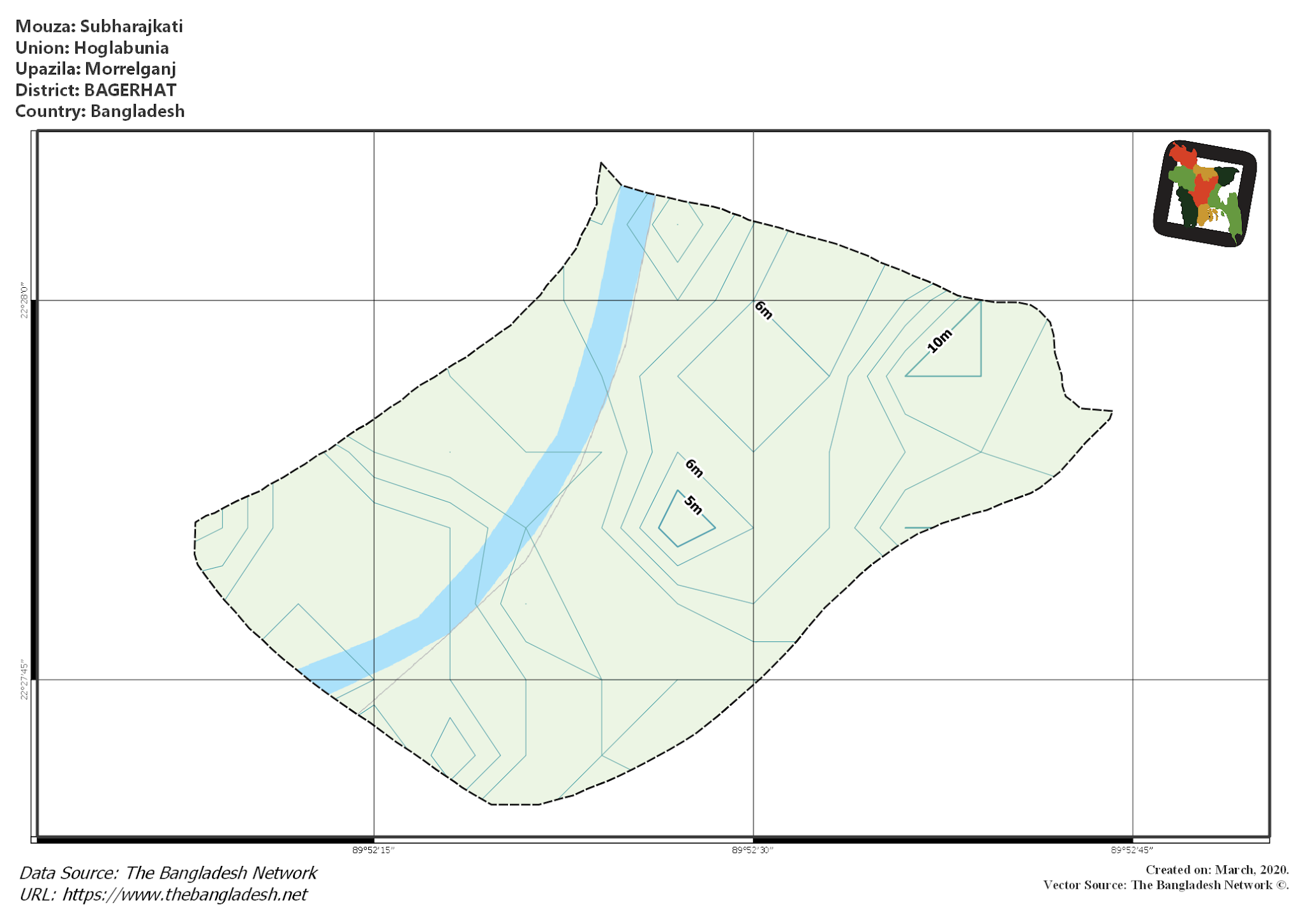 Map of Subharajkati Mouza of Morrelganj Upazila, BAGERHAT, Bangladesh.