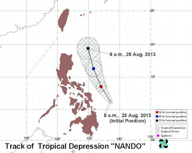 Tropical Depression (Typhoon) Nando August 2013 track