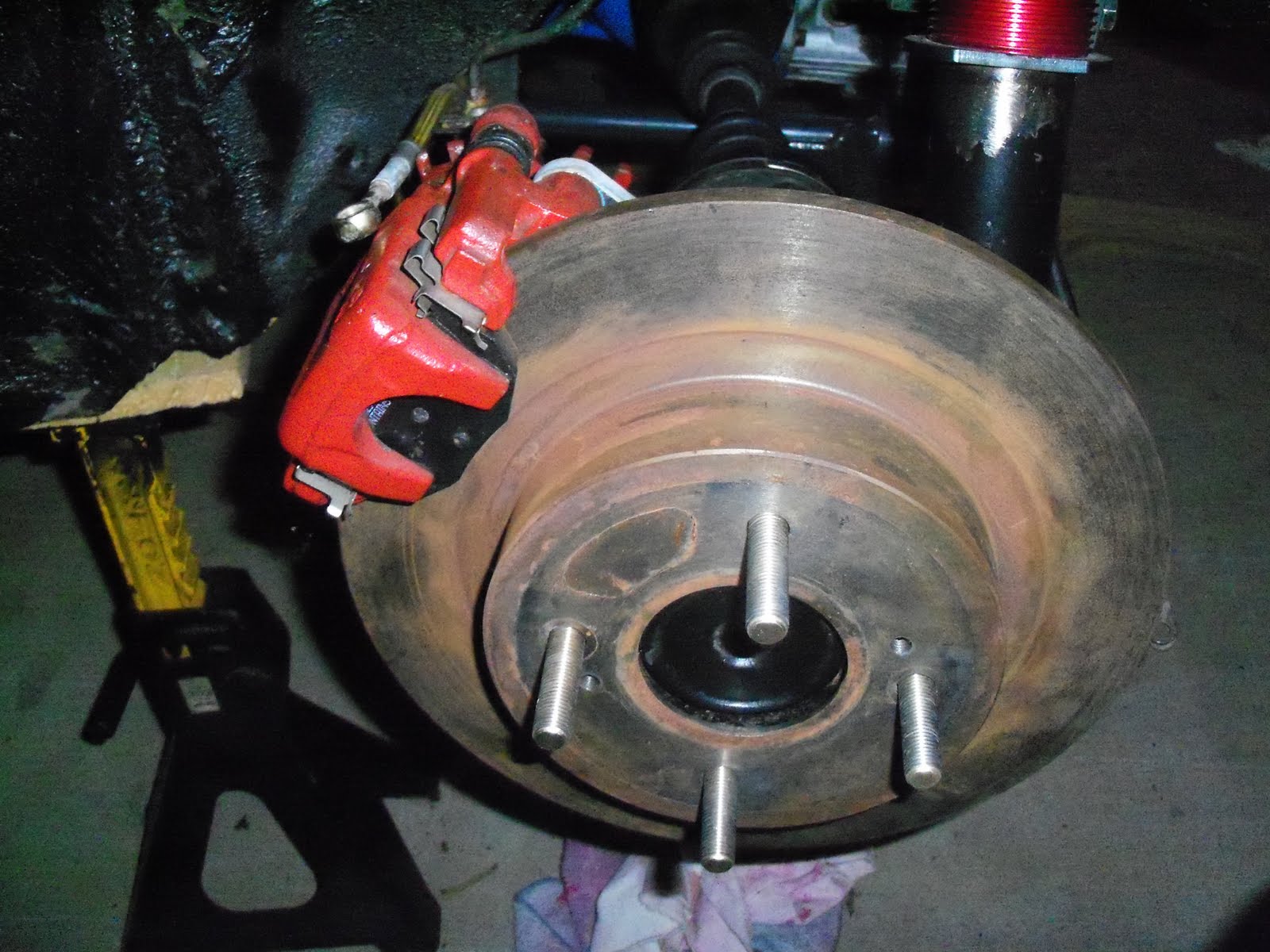 ziptied z rotors calipers bearing covers wheels and lugs