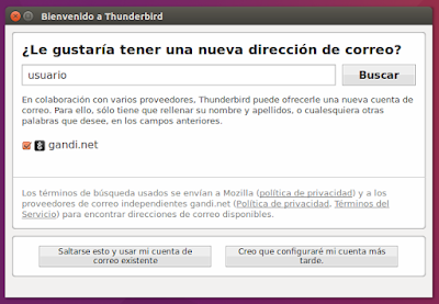 Bienvenido a Thunderbird Bienvenido a Thunderbird