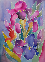 watercolor glass stained painting irises play iris sold watercolour nelseverydaypainting nel everyday