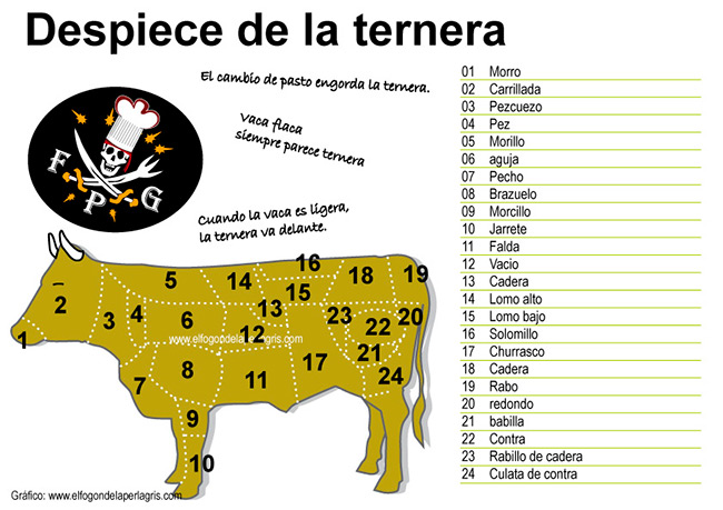 Partes y despiece de la ternera Partes y despiece de la ternera