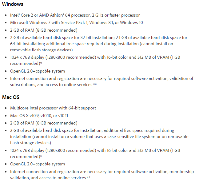 adobe photoshop computer requirements