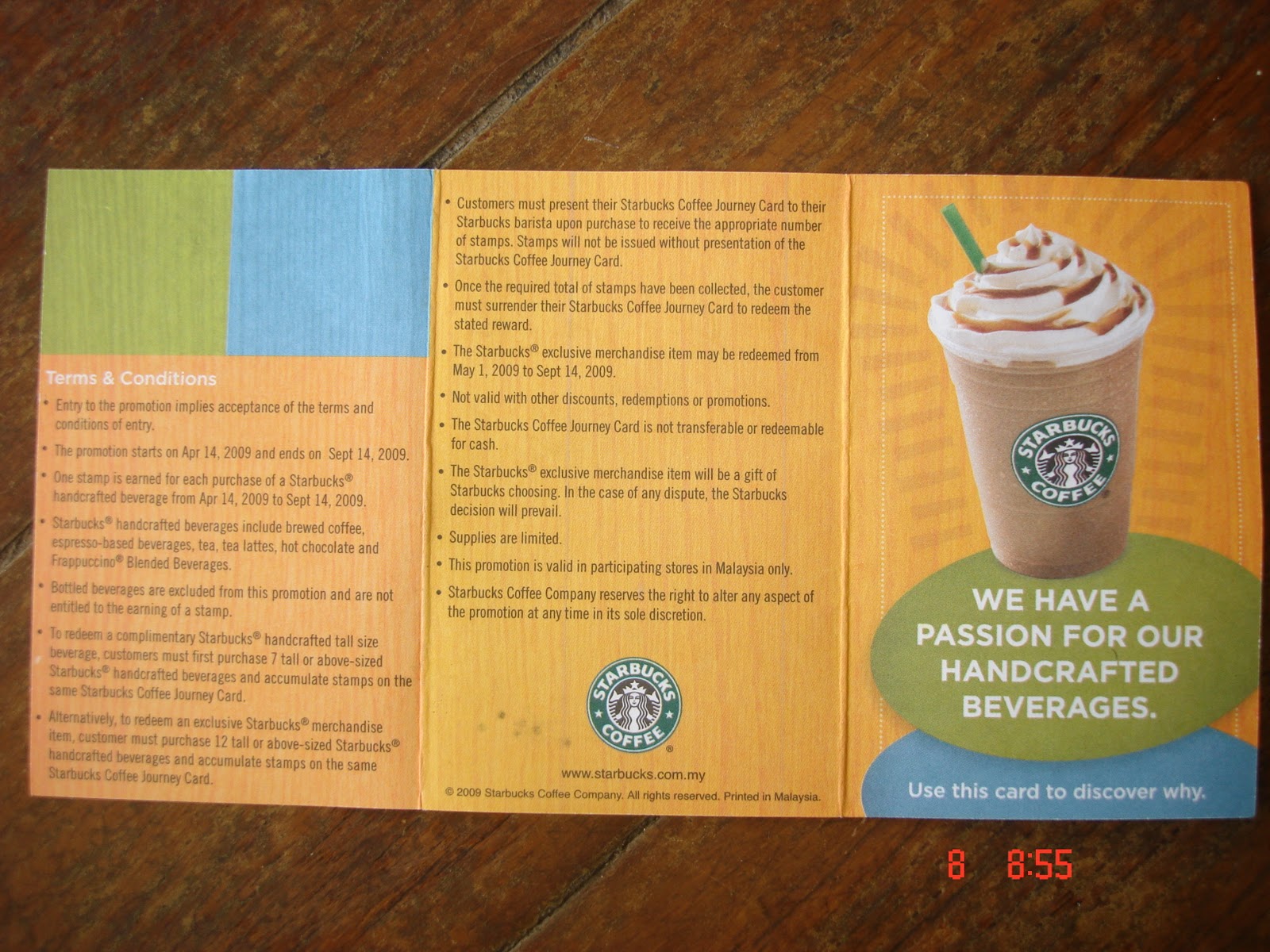 A Cup A Day 2009 Starbucks Summer Stamp Card