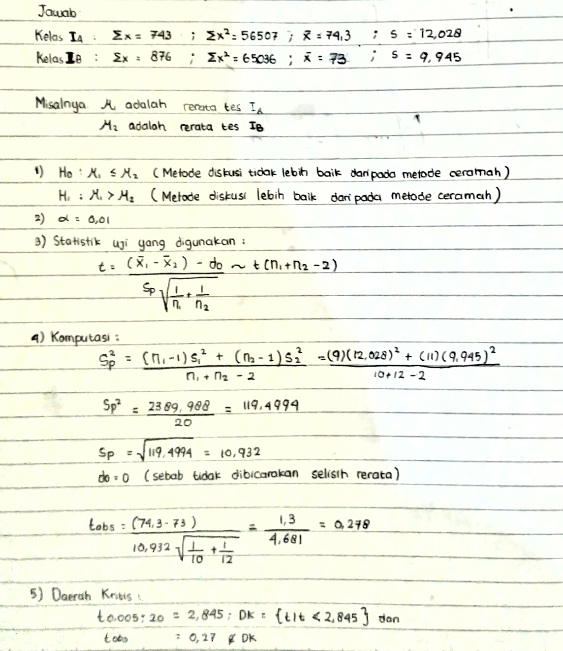 Soal Dan Pembahasan Uji Hipotesis Teknik Analisis Data