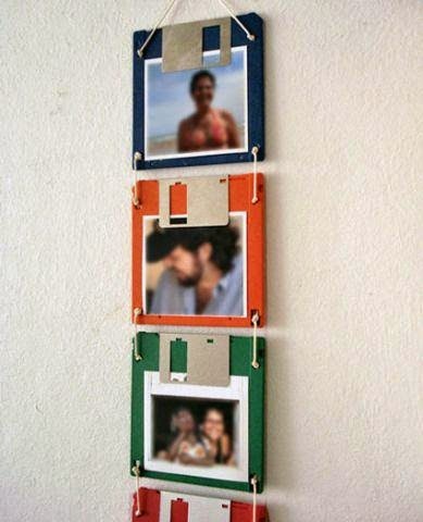 Portaretratos reciclados con disquetes viejos