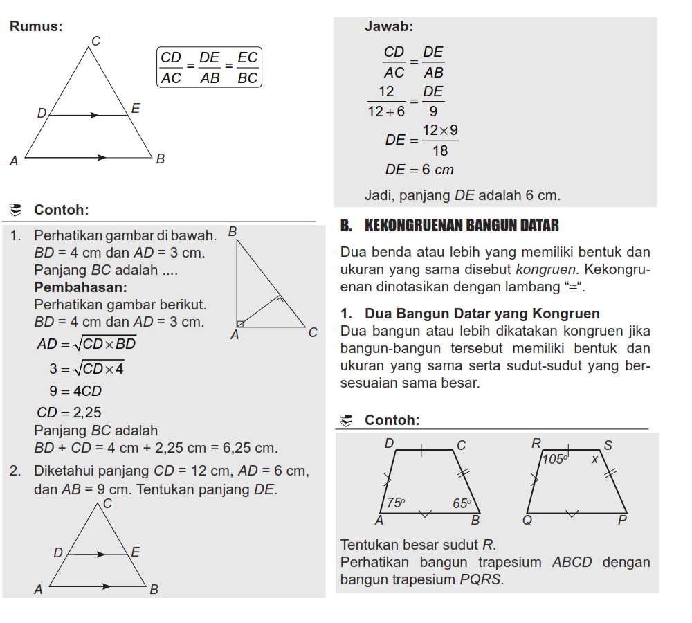 Contoh Soal Kesebangunan Dan Kekongruenan