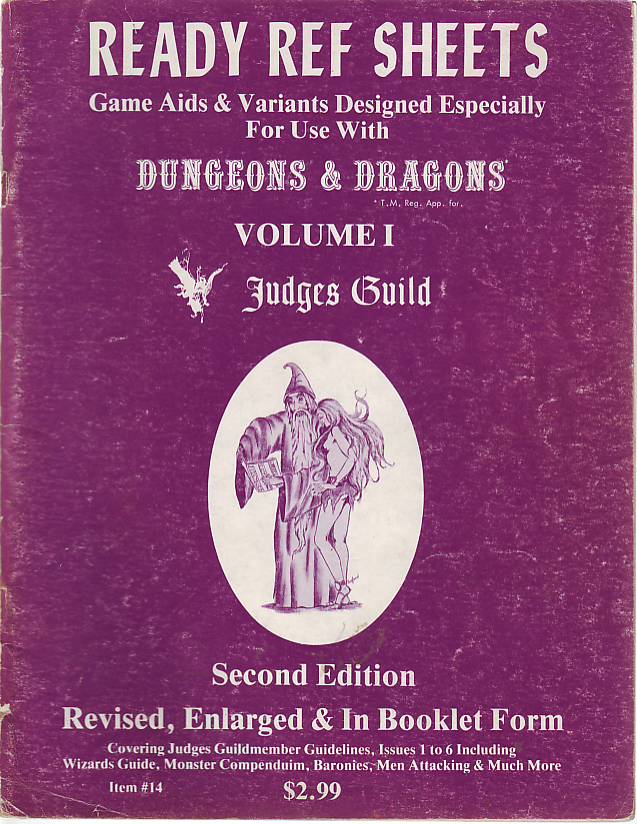 Quag Keep Judges Guild Ready Ref Sheets Vol1 Second Edition