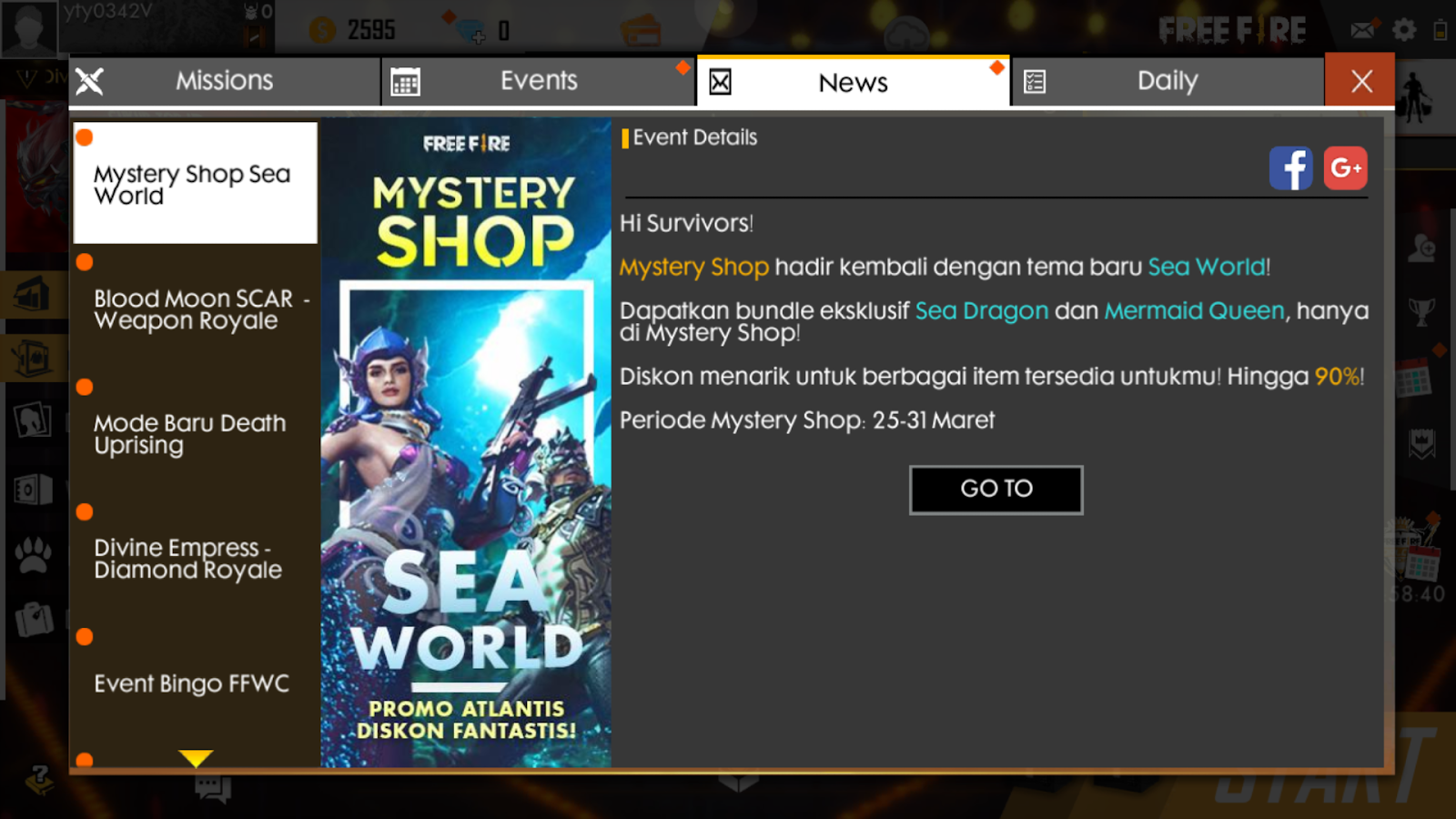 Cara Membuka Event Mystery Shop Sea World Free Fire Garena Via Broswer Retuwit