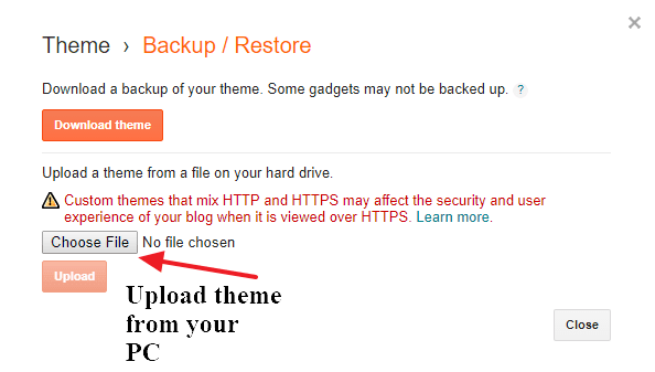 upload template in blogger