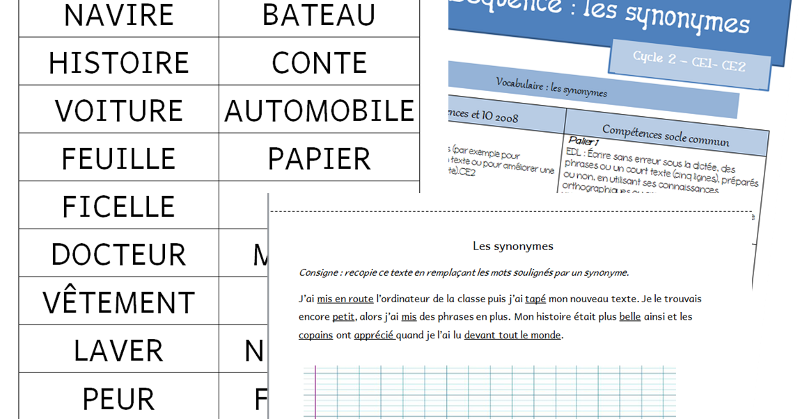 Sequence Les Synonymes Cycle 2