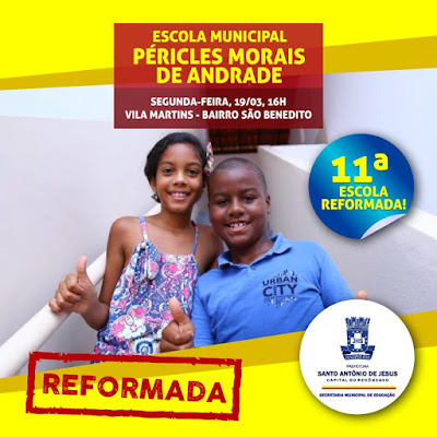Prefeitura entregará 11ª escola municipal reformada, ônibus 0 km e novo fardamento Prefeitura entregará 11ª escola municipal reformada, ônibus 0 km e novo fardamento