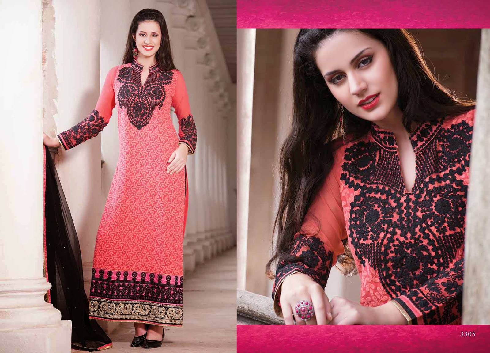 Singhaar Online ♥ Girl's Frock with Fancy Embroided Arms and Neck