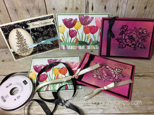 Easy Faux Box, Greeting cad with Bow, Ribbon Stampin'Up!, Tranquil Tulip, Lovely as a Tree