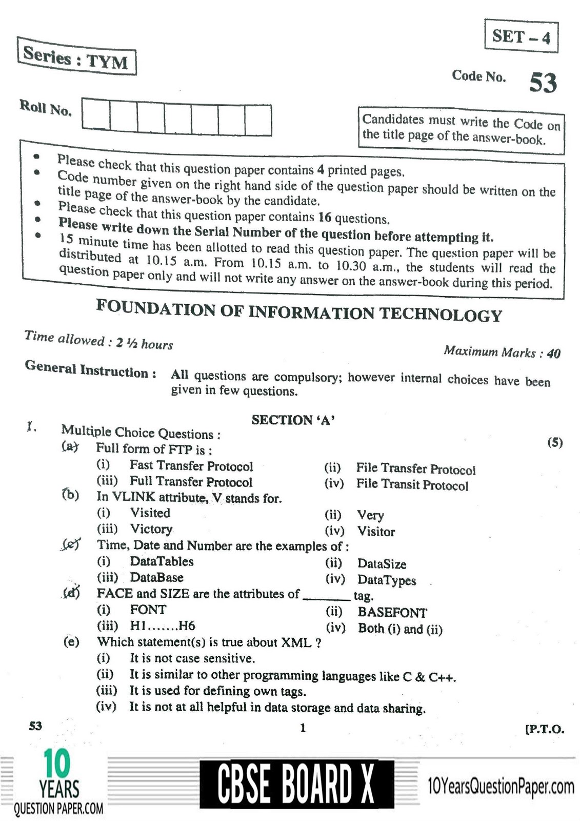 Cbse Board Sample Papers For Class 10 Pdf