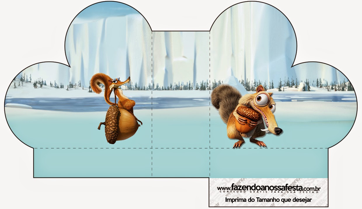 Ice Age: Cajas para Imprimir Gratis. Cajas abiertas en forma de corazón.