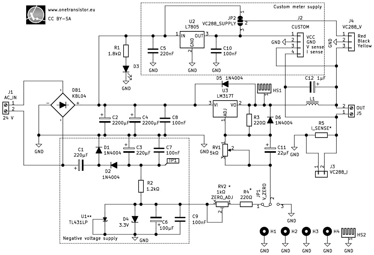 Versatile LM317 power supply project · One Transistor