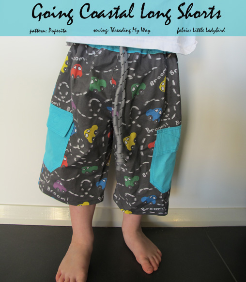 Going Coastal Long Shorts... Pattern Review ~ Threading My Way... pattern by Puperita, fabric by Little Ladybird