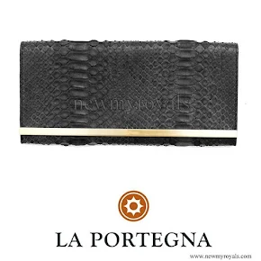 Queen Letizia style LA PORTEGNA Barbara Python Clutch