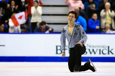 Patrick Chan (CAN) smiler efter at have udført sit lange program ved Skate Canada 2013