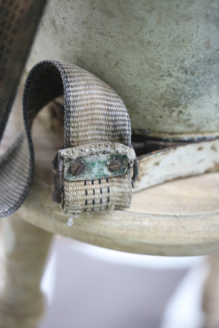 antique grape bucket antique bucket with canvas strap close up