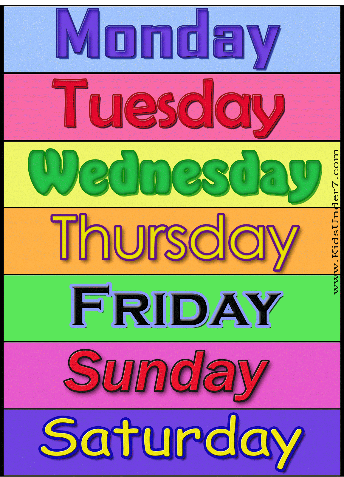 Days Of The Week Printable Flash Cards Free