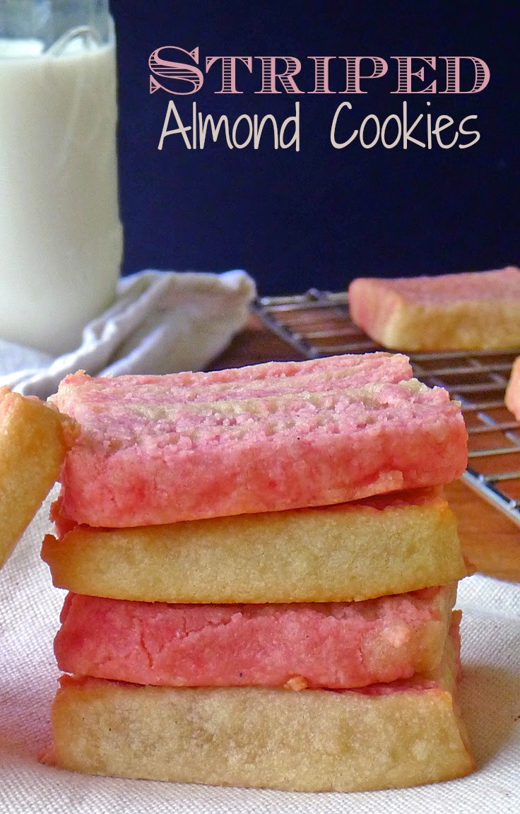 Striped Almond Cookies | by Life Tastes Good are beautiful striped cookies made with almond paste for a rich almond flavor with a bit of a crunch. Striped cookies look so professional, but are actually quite easy to make.