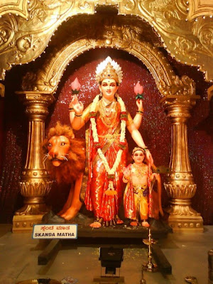 Skanda Matha among Navadurga Statues during Dasara festival