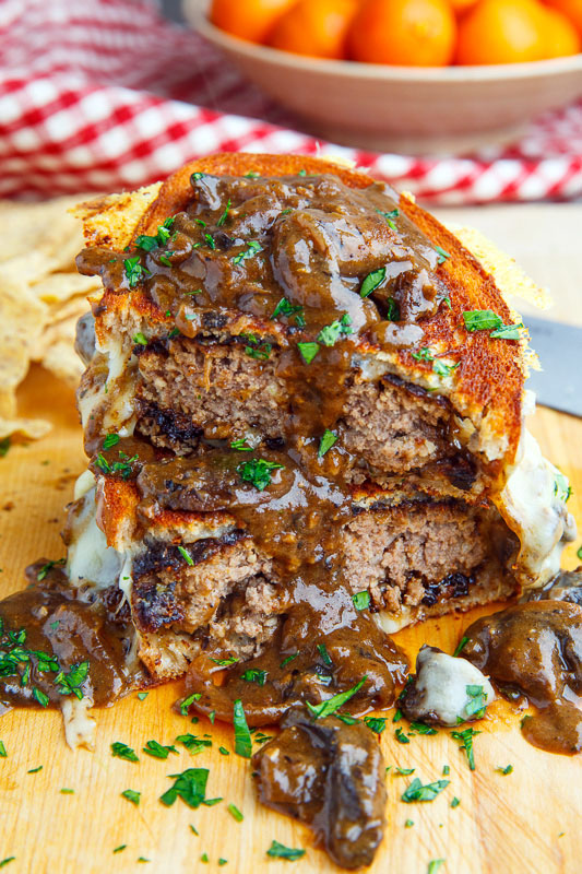 Salisbury Steak Grilled Cheese with Mushroom Gravy Salisbury Steak Grilled Cheese with Mushroom Gravy