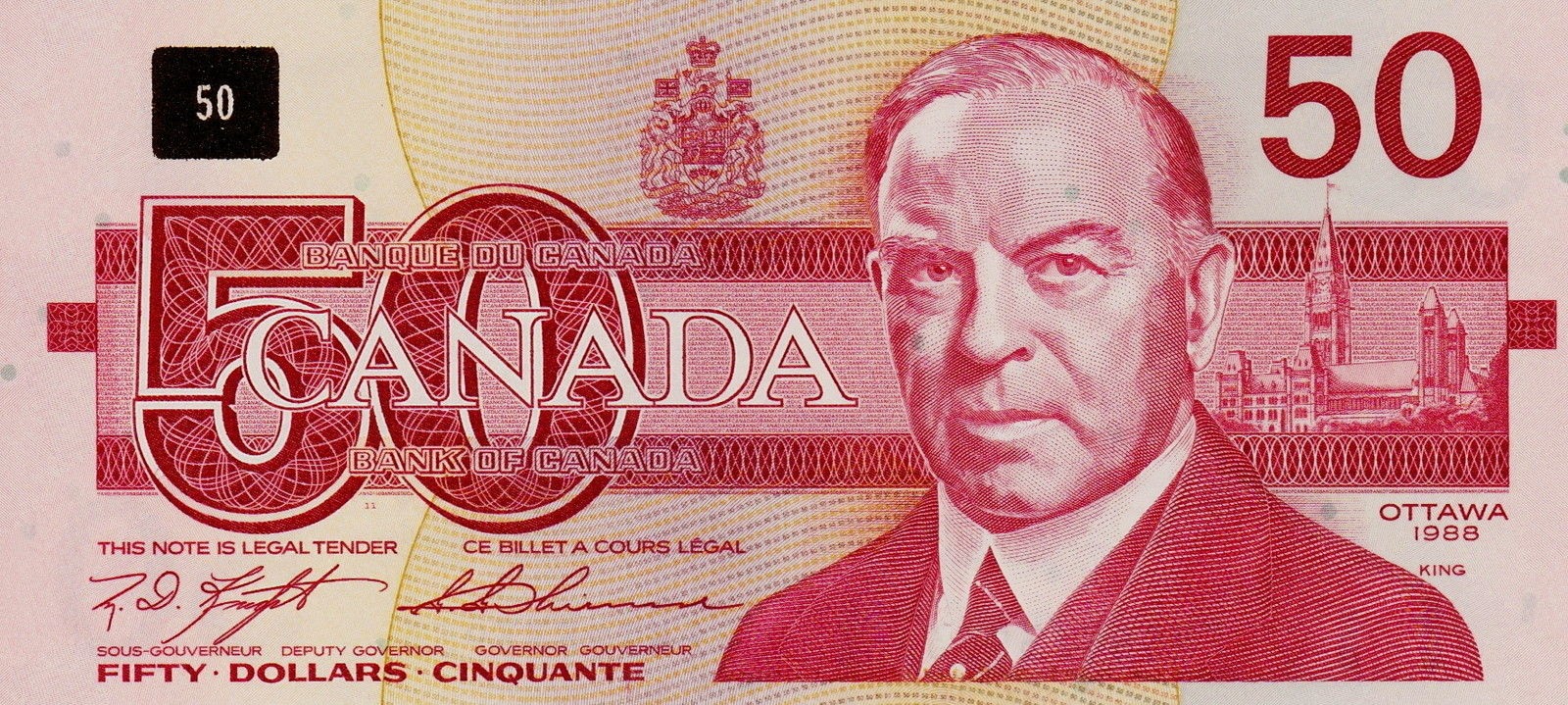 Canada 50 Dollars Banknote 1988 Mackenzie King World Banknotes Coins 