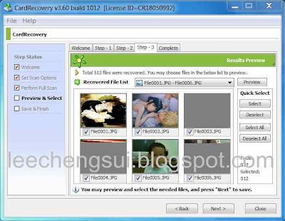 Memory card recovery with click v 3.60.1012